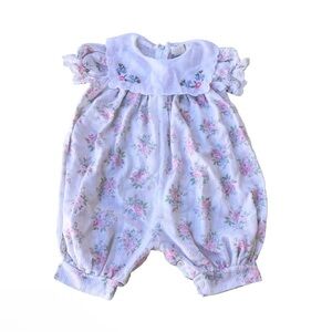 Vintage Little bitty Floral Baby Romper with Ruffled Sleeves Baby Size 18month